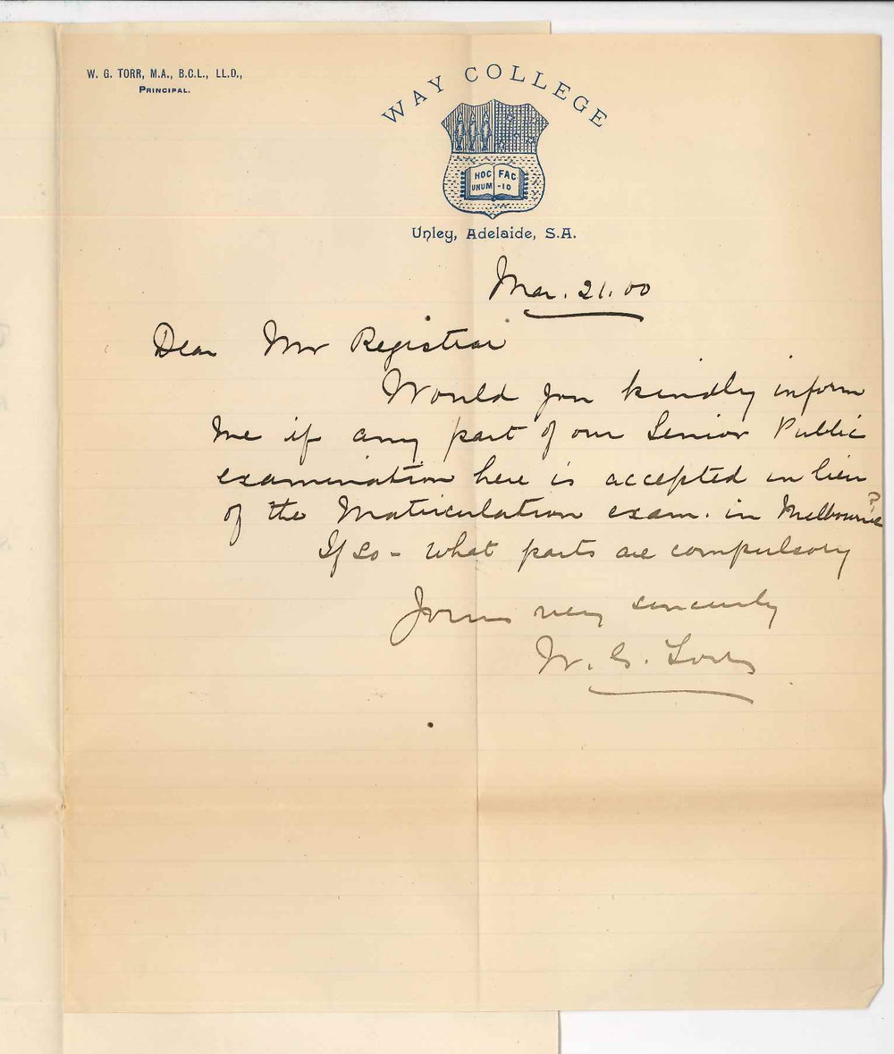 William George Torr - Way College - Senior Public Examination
