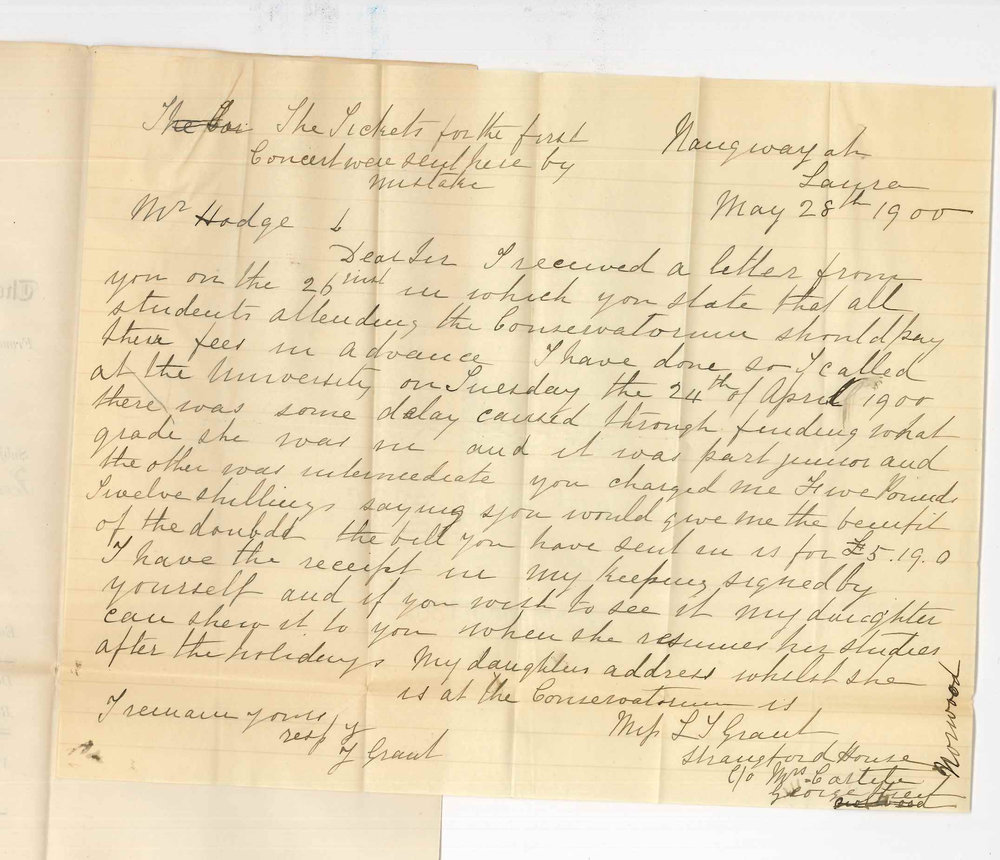 J Grant - Laura - Miss Grant's Conservatorium fees