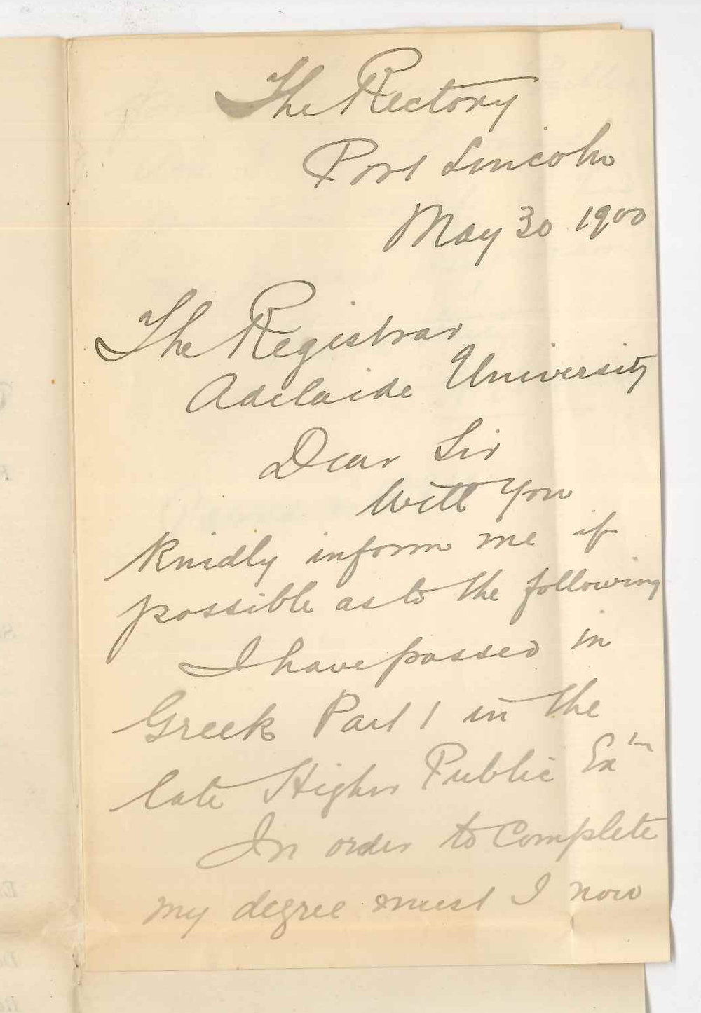 Reverend W H Howard - Port Lincoln - BA Regulations