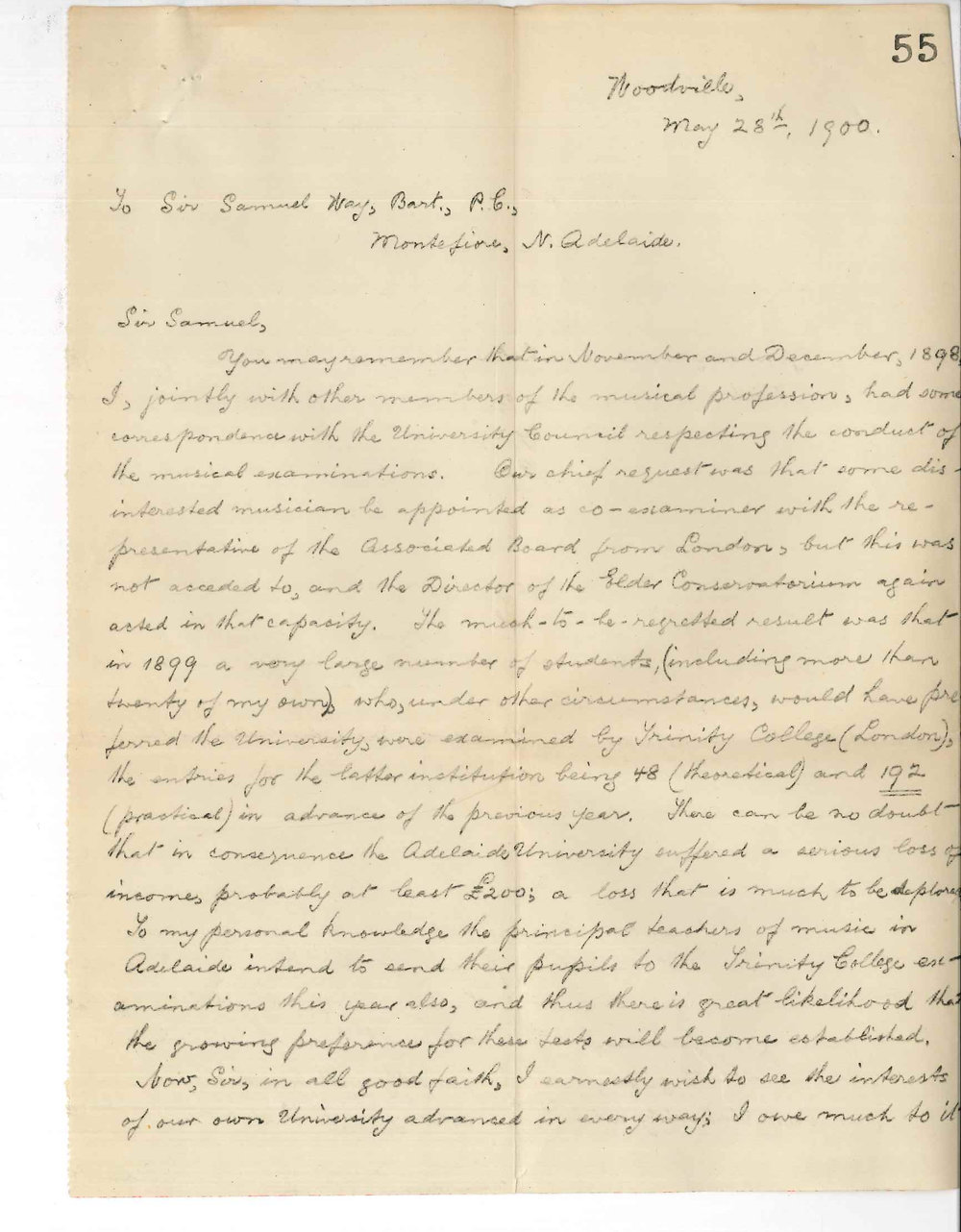 E E Mitchell - Woodville - Public Exams in Music and protest of Teachers