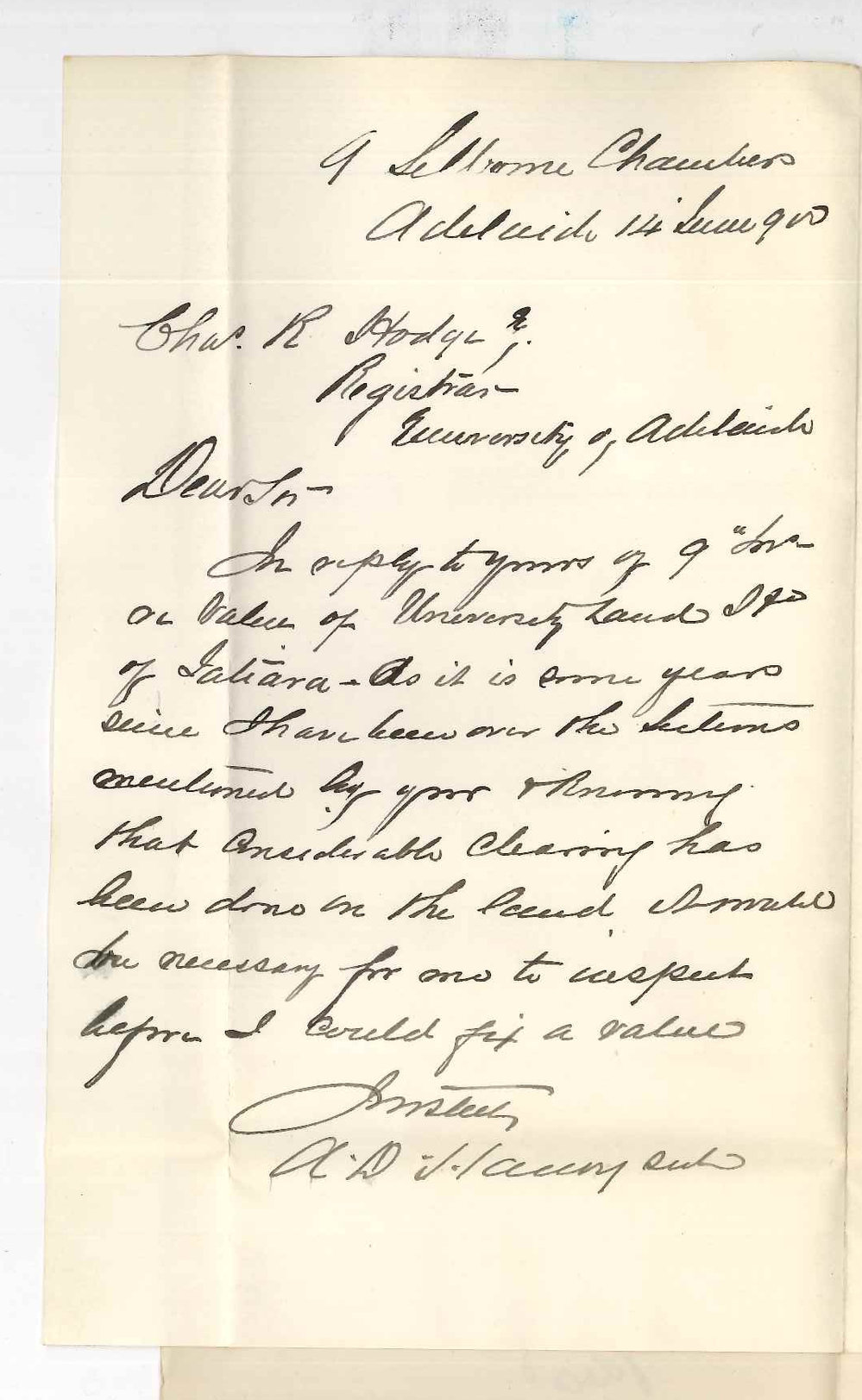 Andrew Dods Handyside - Adelaide - Concerning Land at Tatiara