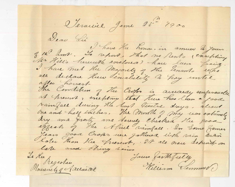 William Summers - Terowie - Report concerning Terowie tenants