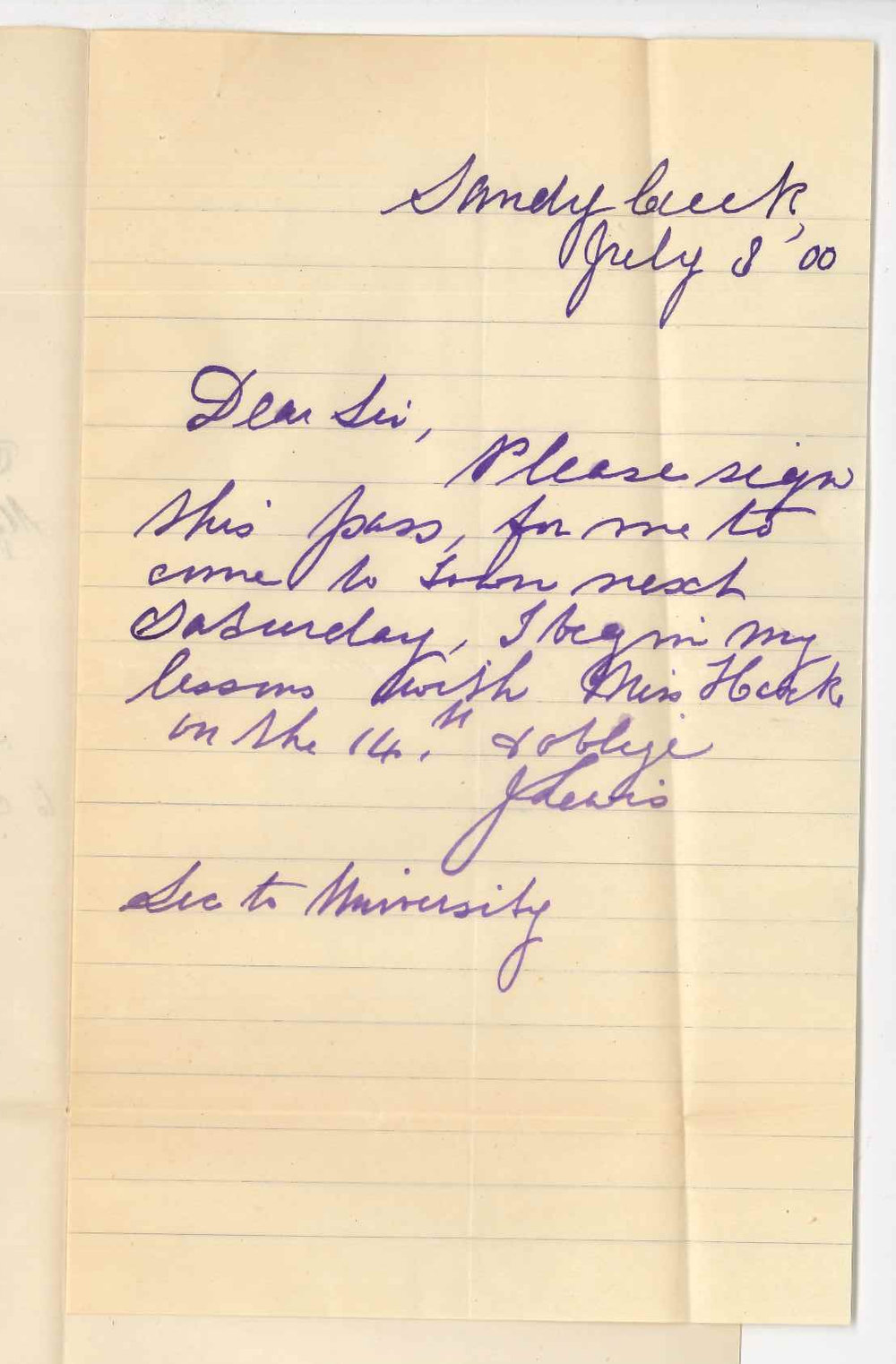 Miss J Lewis - Sandy Creek - Requesting Registrars signature to certificate