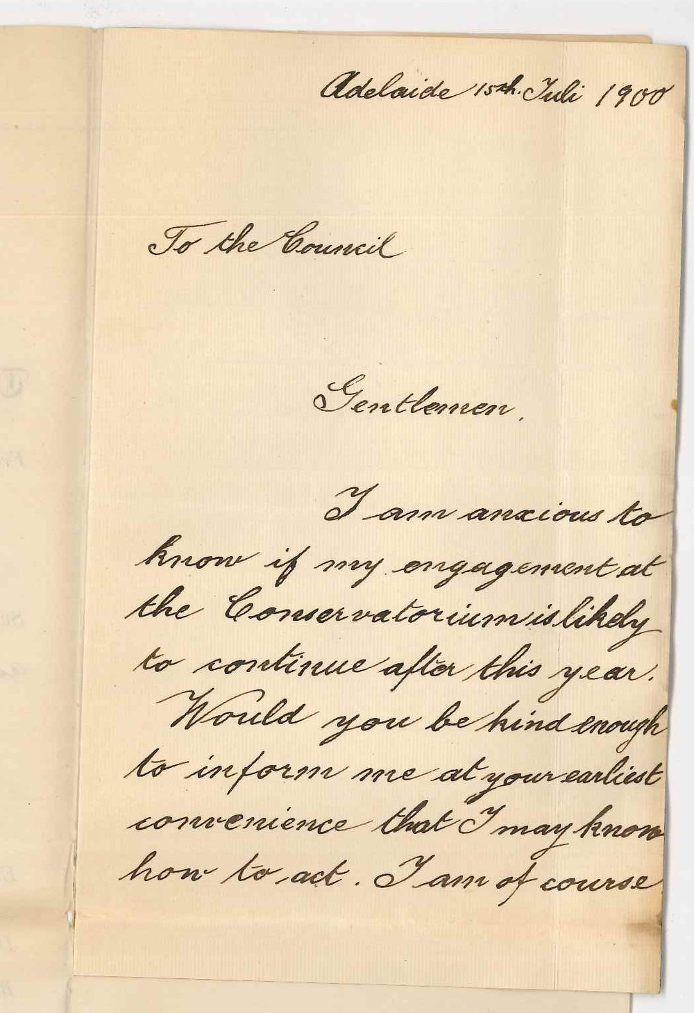 Hermann Kugelberg - The University - Conservatorium - Concerning re-appointment as Teacher at Conservatorium