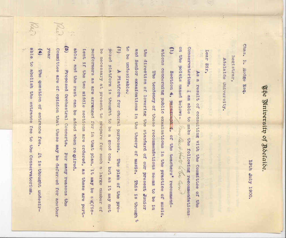 Professor Joshua Ives - The University - Concerning Public Examination in Music and Conservatorium requirements