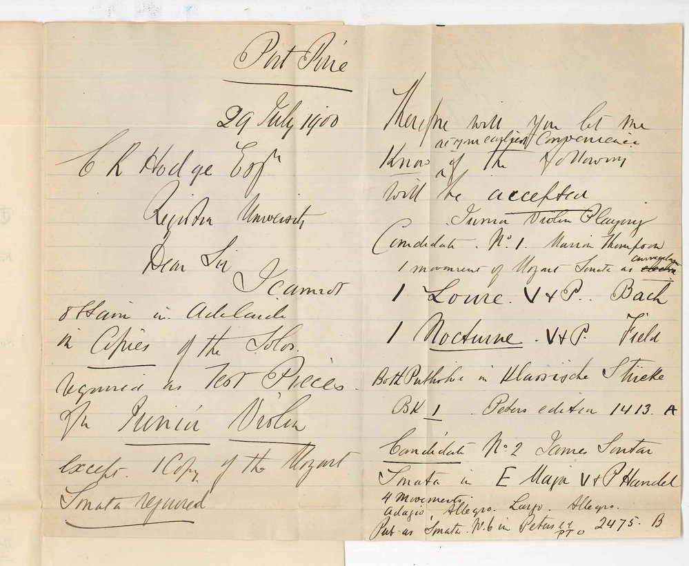 Caulfield Barton - Port Pirie - Music for Examinations