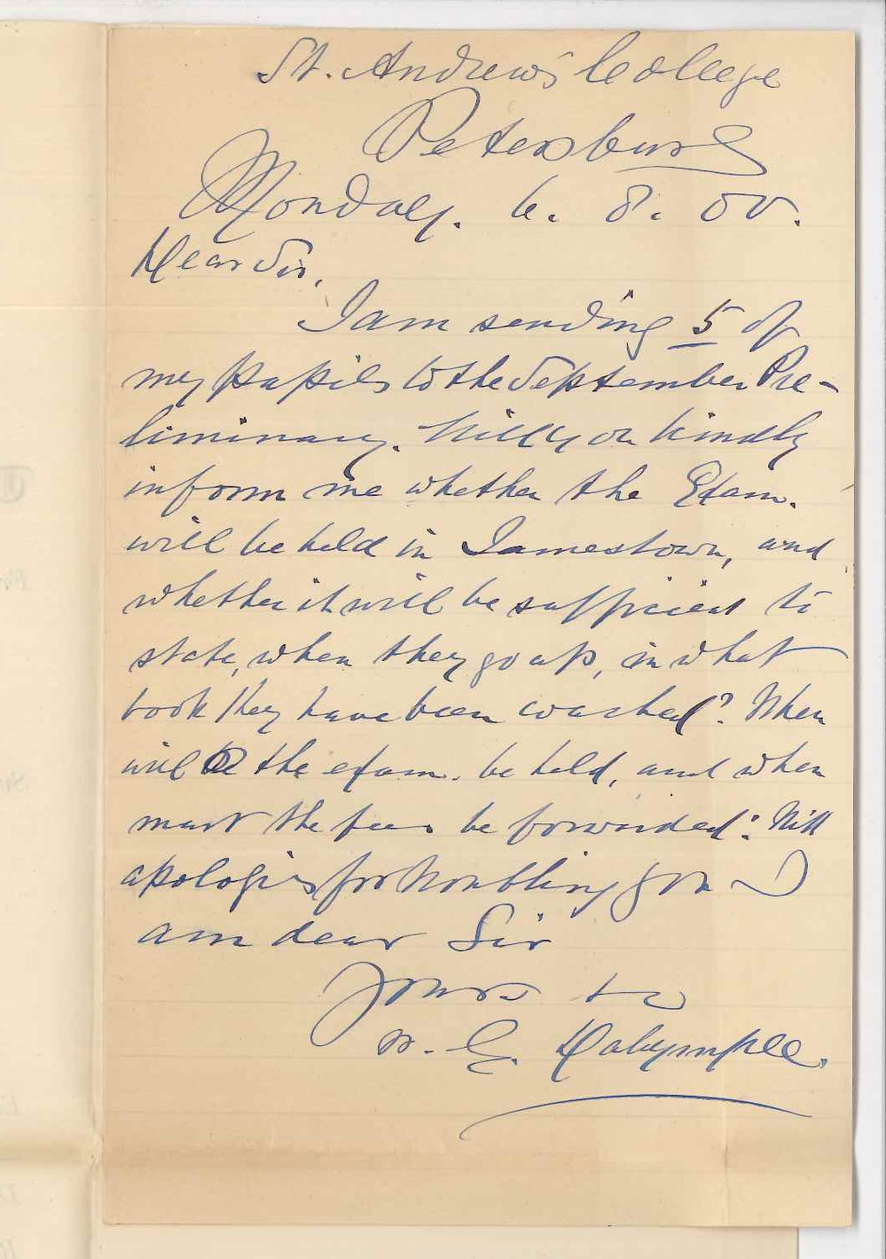 W E Dalrymple - Petersburg - Preliminary Examination