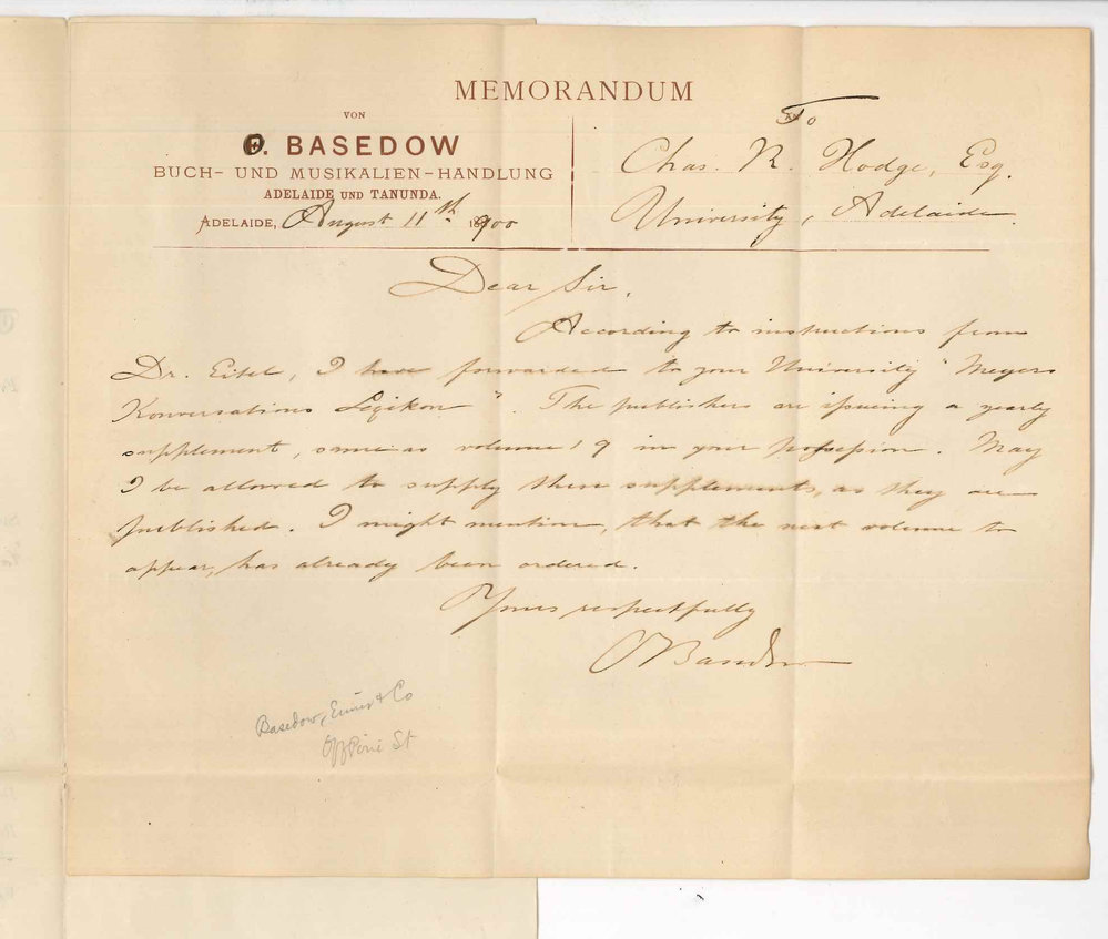 O Basedow - Adelaide - Forwarding Meyers Konversations Lexikon German