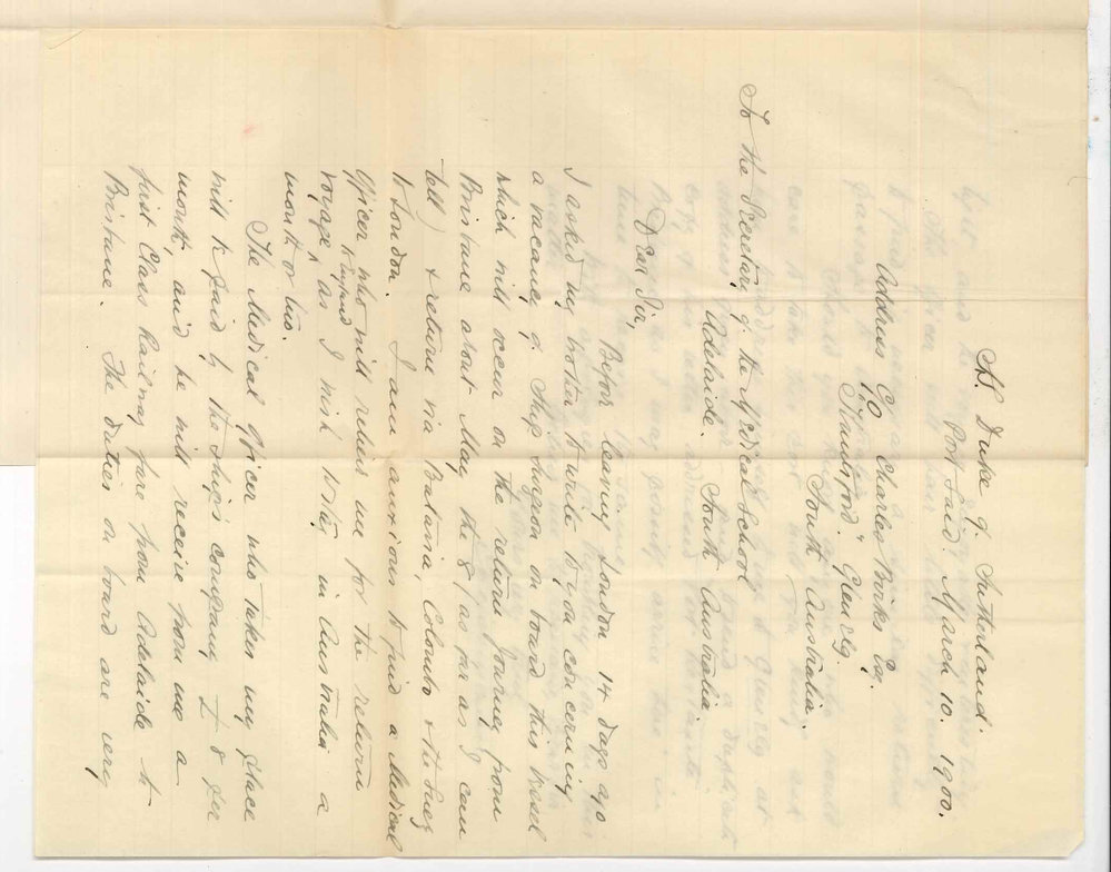 Charles Reissmann - Port Said - Position as medical officer aboard the S S Duke of Sutherland