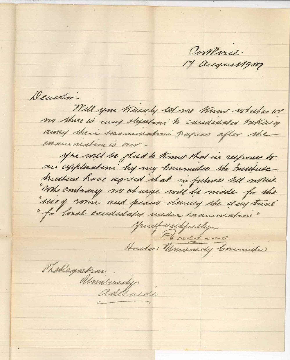 F Walters - Port Pirie - Examinations at Port Pirie