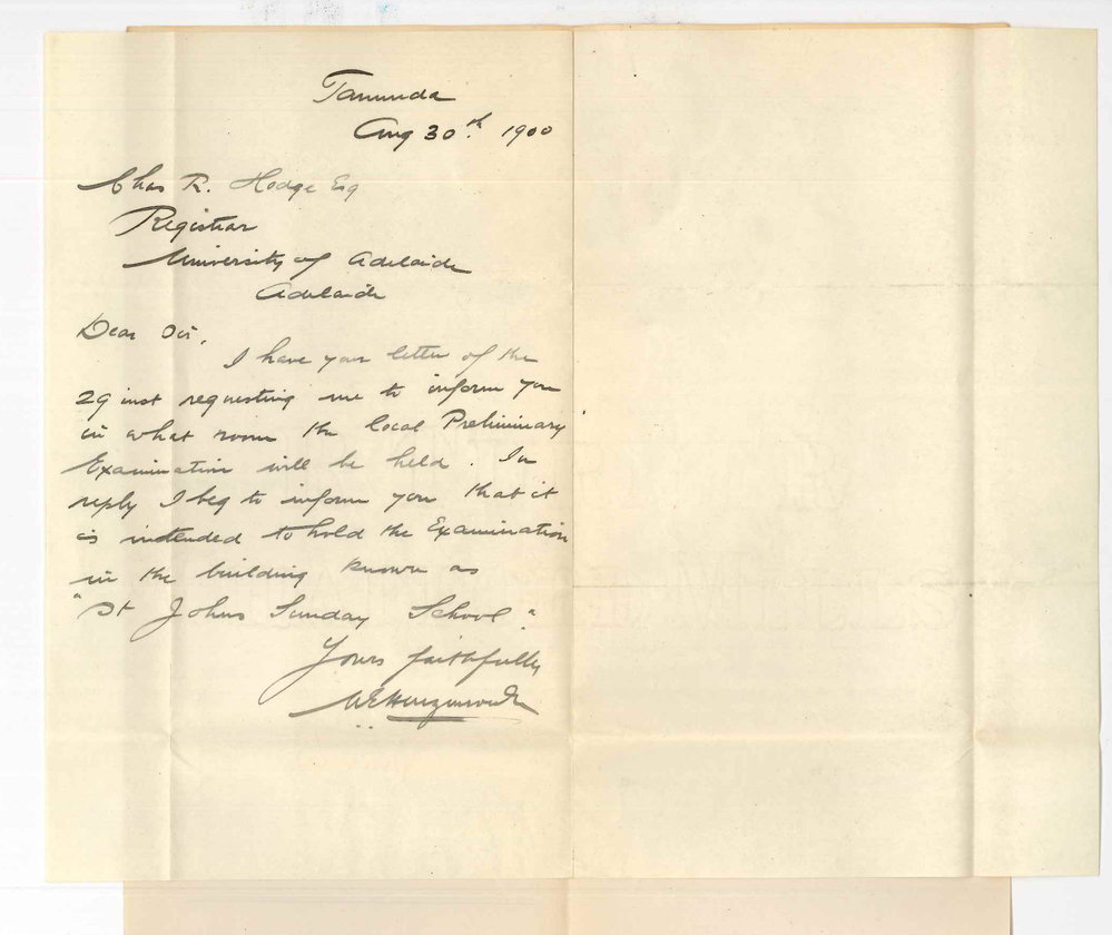 W E Heuzenroeder - Tanunda - Preliminary Examination at Tanunda