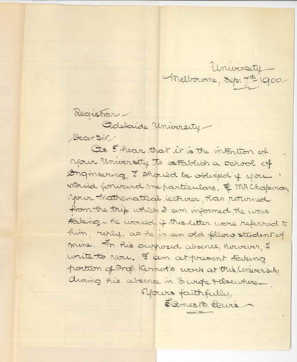 James B Lewis - University of Melbourne - Requesting particulars of School of Engineering at University