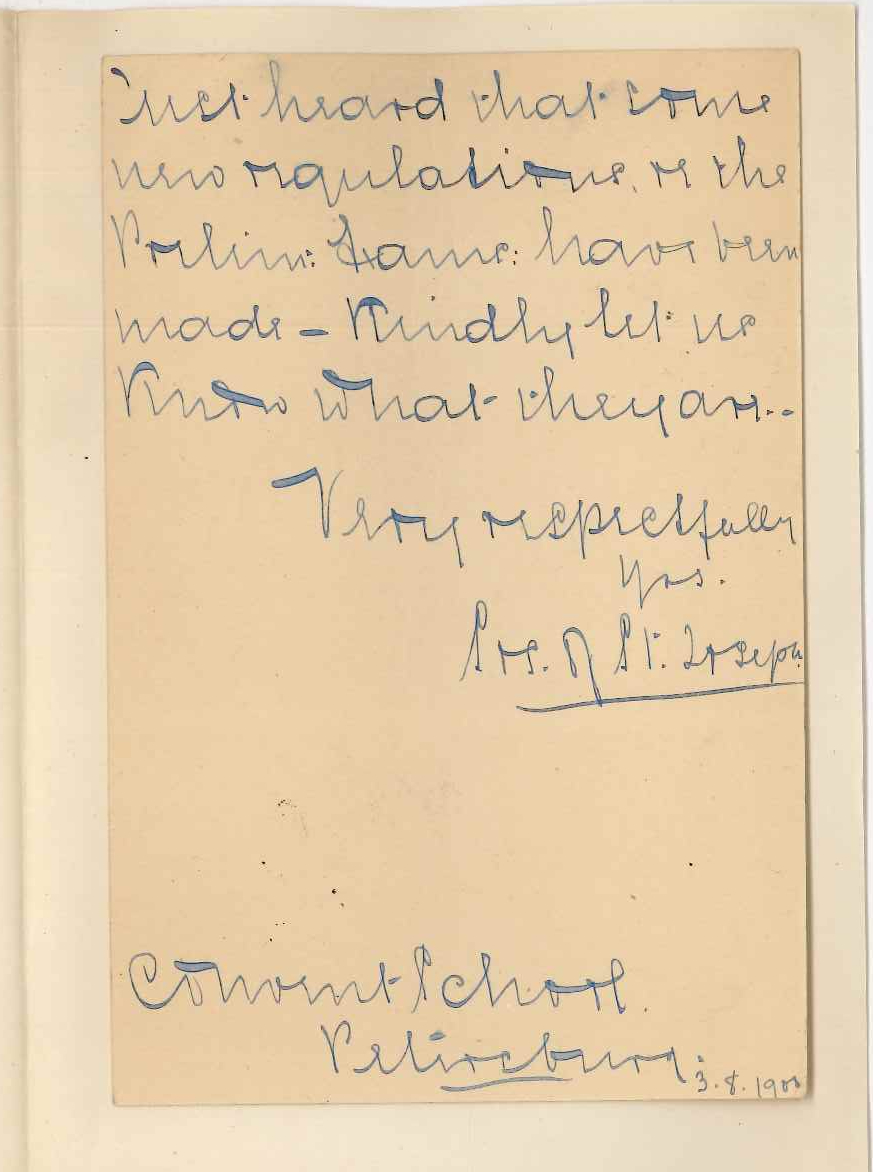 Sisters of St Joseph - Petersburg - Request for new regulations for Public Examinations