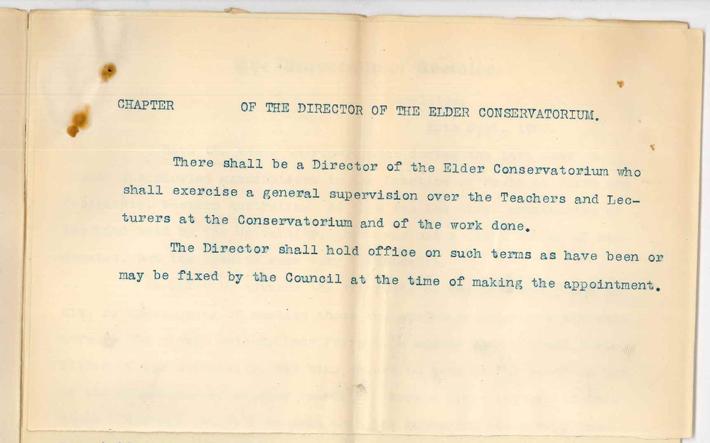 Professor Joshua Ives - The University - Report Music Examinations in Western Australia and Concerning Directorship of Conservatorium