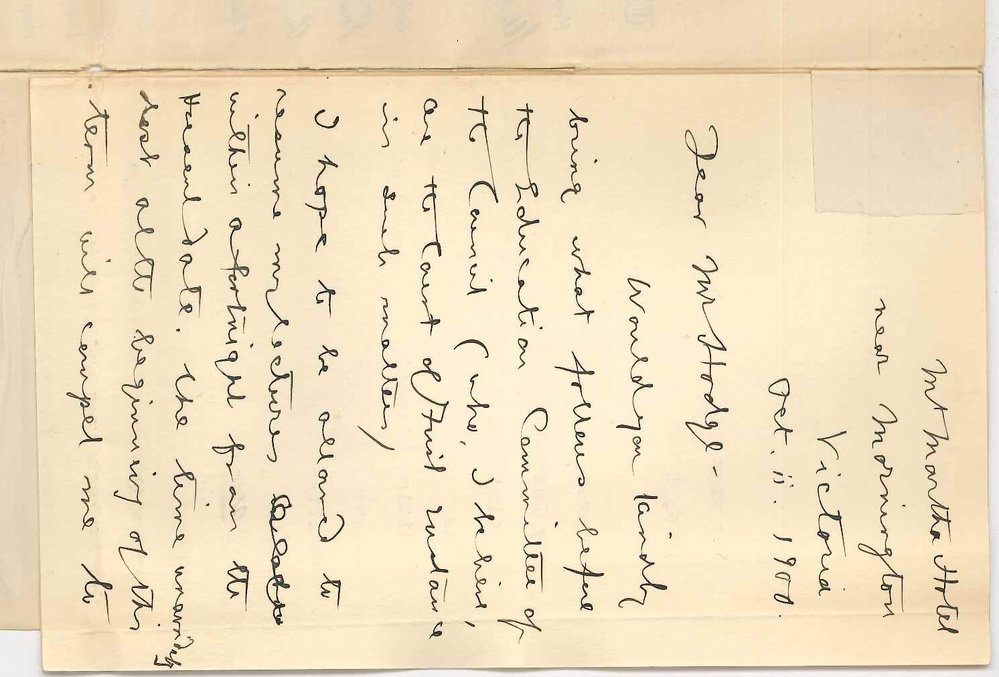 Professor E Bensly - Mount Martha Near Mornington Victoria - Requesting additional examiner in Latin and Greek for Junior and Senior Public Examinations be appointed