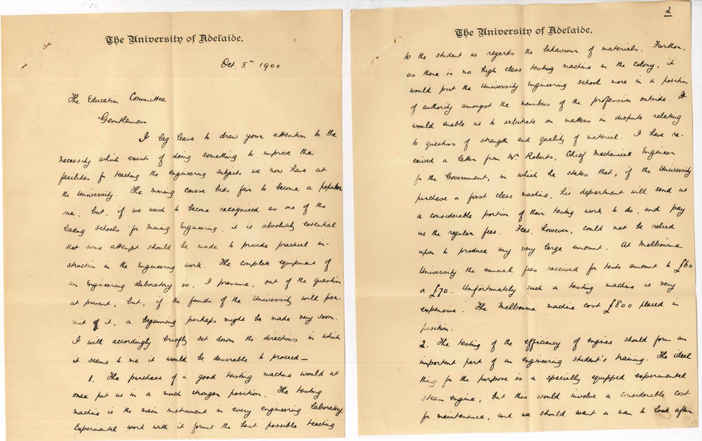 Professor Robert William Chapman - The University - Concerning Engineering School