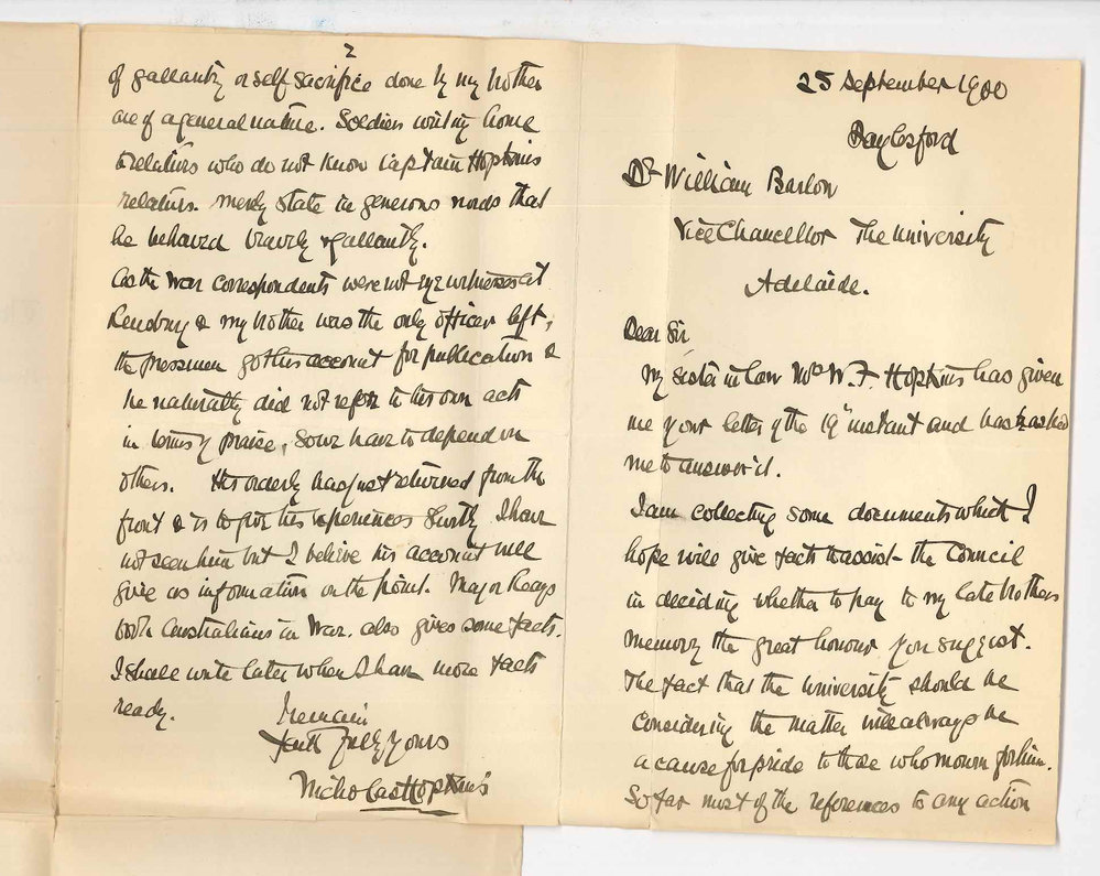 Nicholas Hopkins - Daylesford - Concerning the late Surgeon W F Hopkins