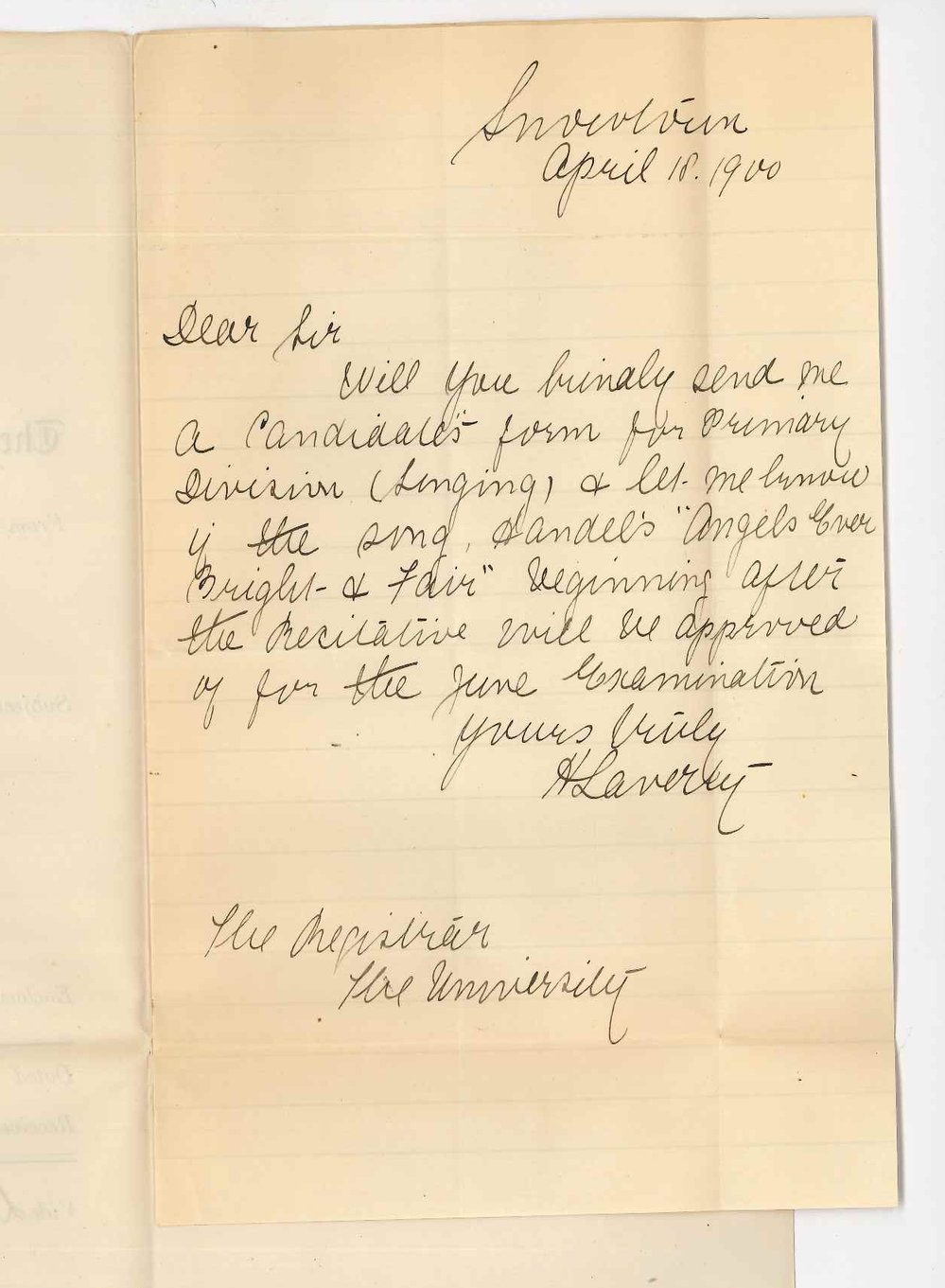 Miss H Laverly - Snowtown - Primary Music Examinations