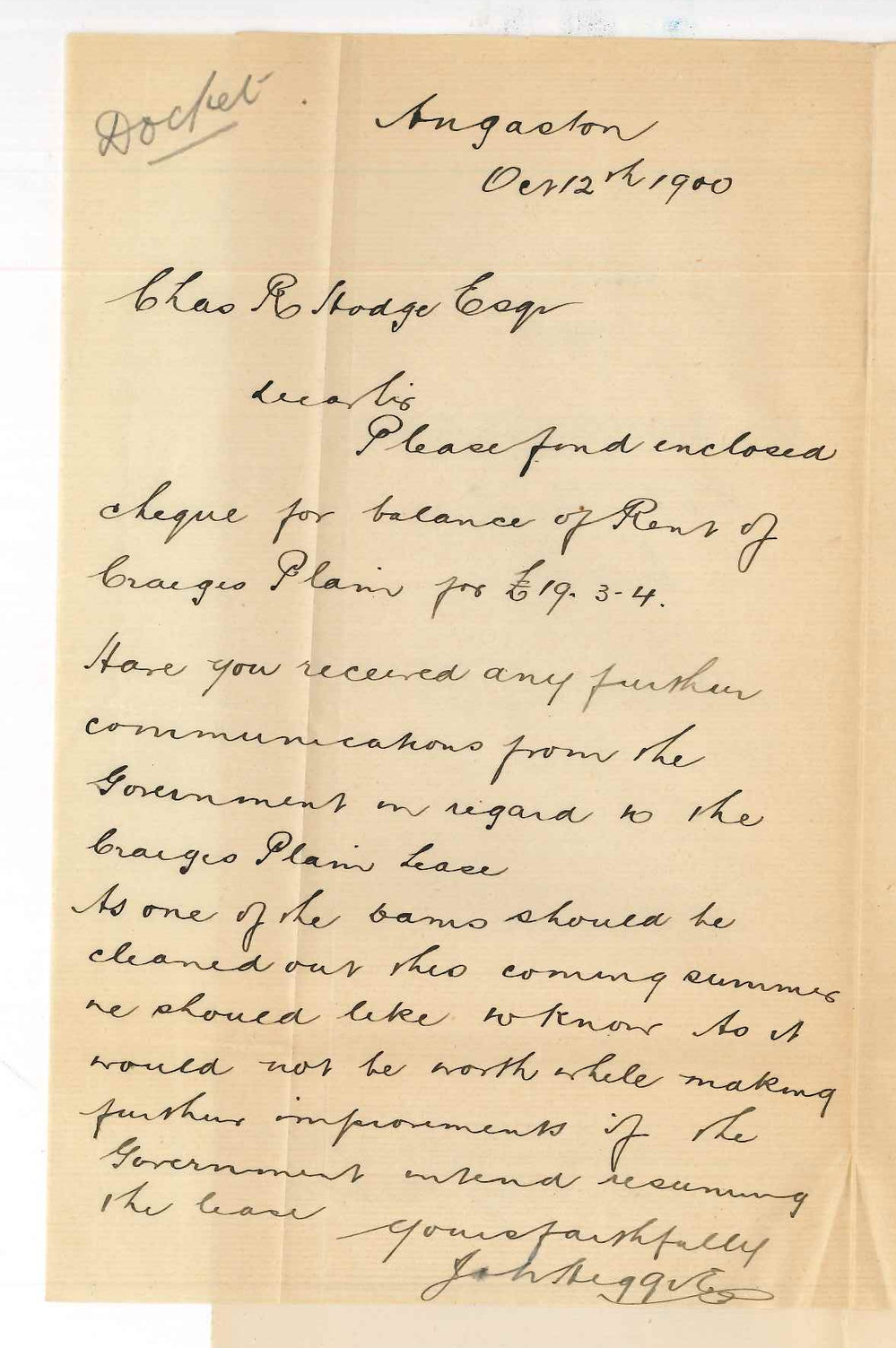 J and W Heggie - Angaston - Concerning land at Craiges Plains