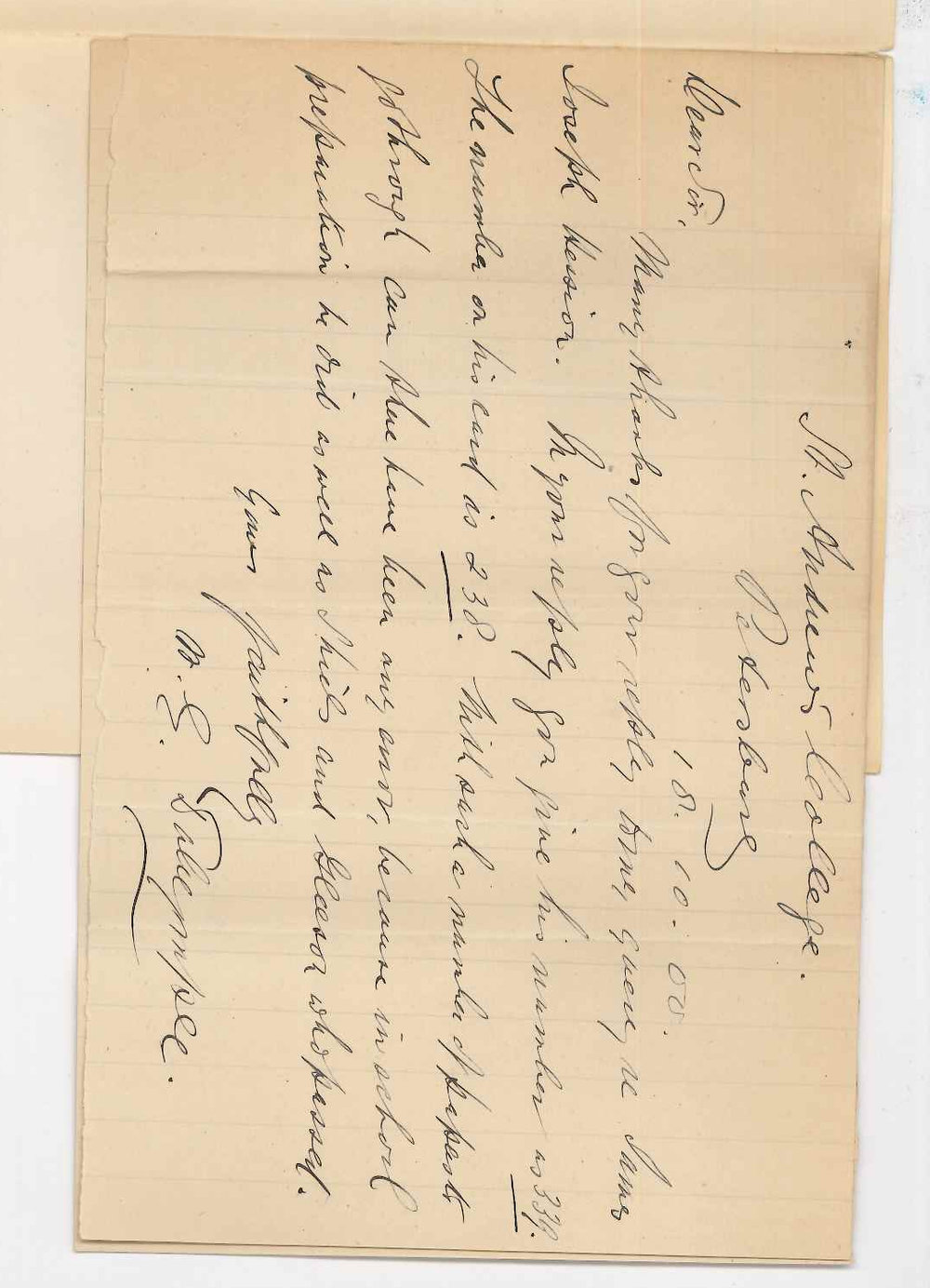 W E Dalrymple - Petersburg - Failure of Candidate in Preliminary Examination