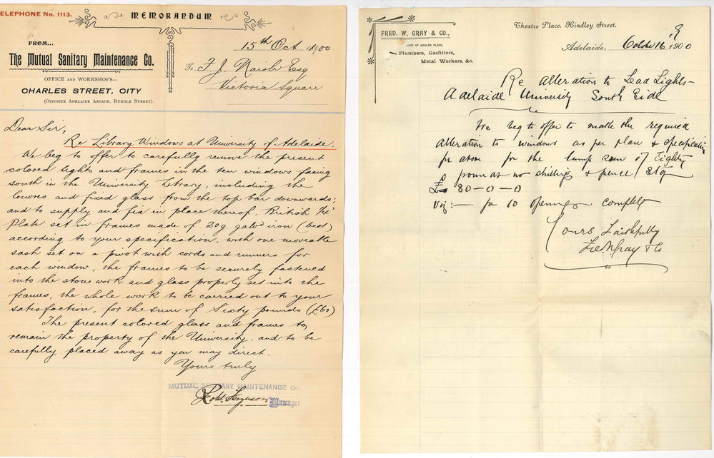 Frank John Naish - Architect - Adelaide - Tenders for removing Library windows