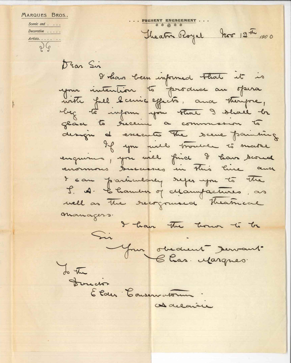 Charles Marques - Adelaide - Italian Opera in connection with Conservatorium