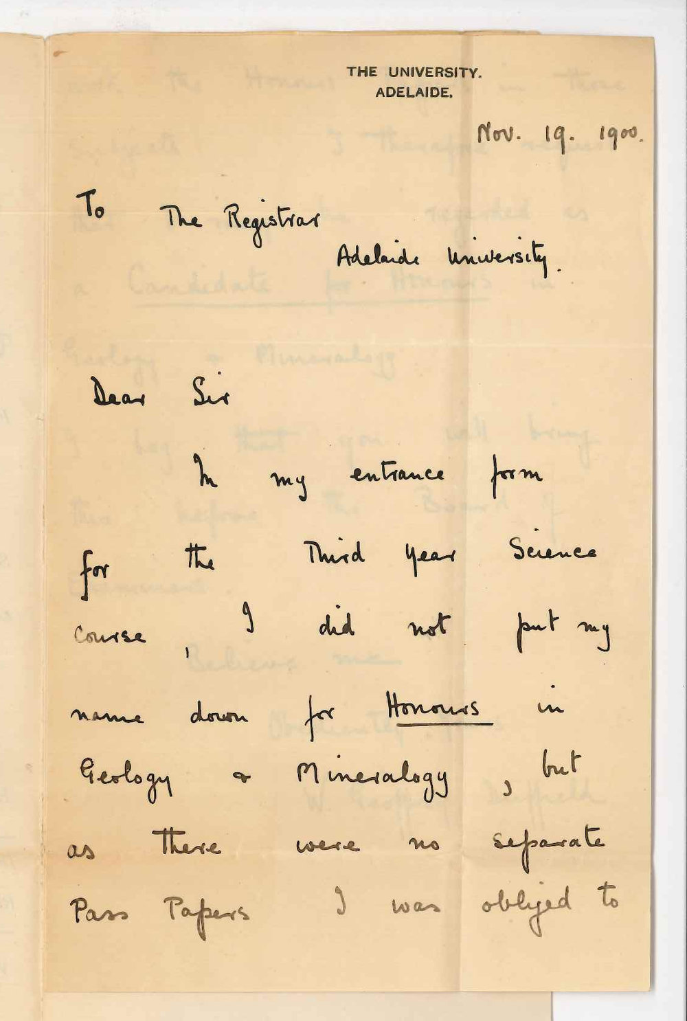 W Geoffrey Duffield - The University - Concerning Examination in Geology and Mineralogy