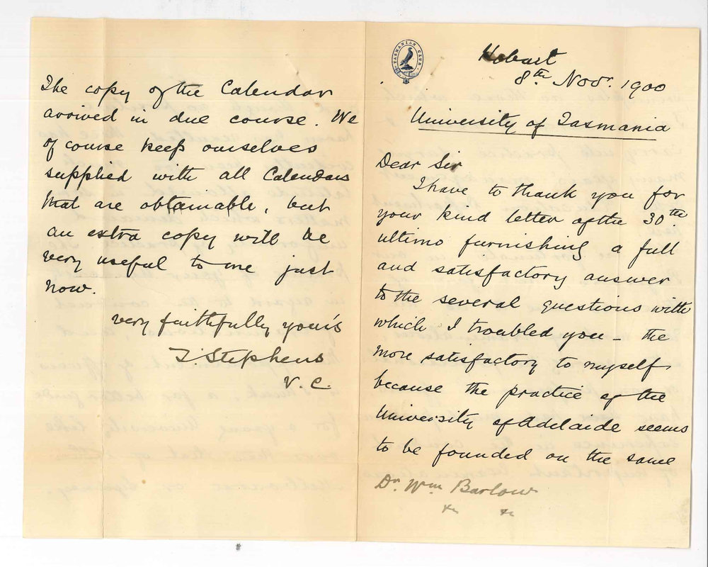 Thomas Stephens - Vice Chancellor - University of Tasmania - Concerning Public and Degree Examinations