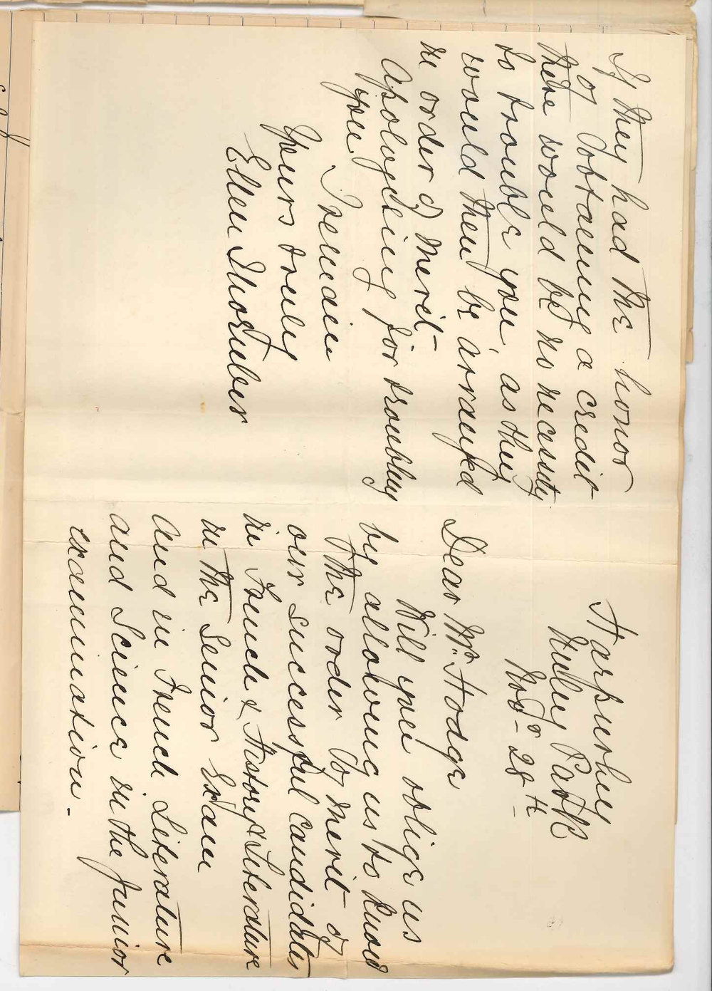 Miss Ellen Thornber - Unley Park School - French Papers in Junior and Senior Public Examinations - Asking order of merit candidates in French and English