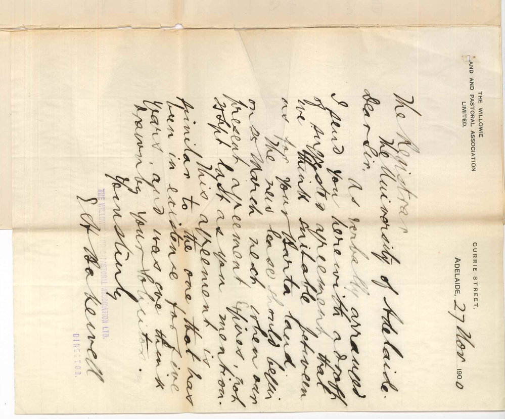 J H Angas - Adelaide - Concerning lease of land at Bartagunyah