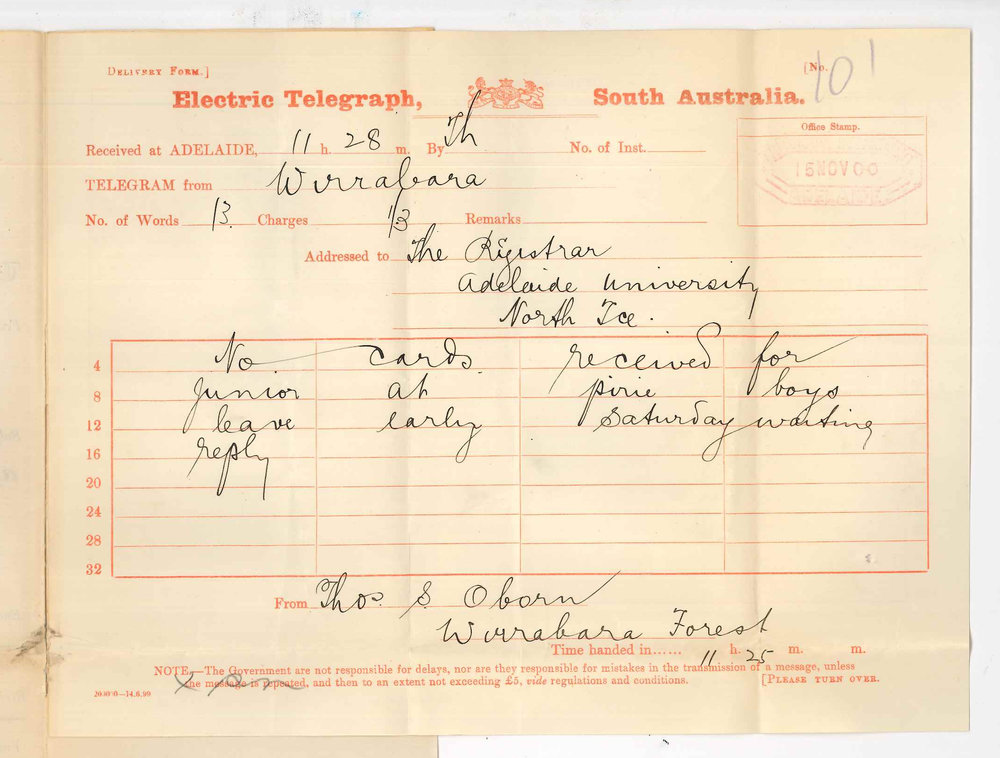 Thomas S Oborn - Wirrabara Forest - Junior Public Examination at Port Pirie