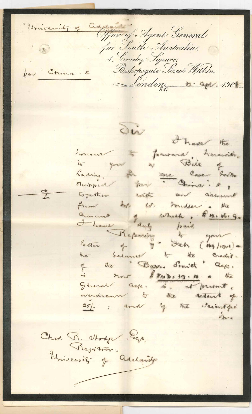 John Cockburn - Agent General for South Australia - London - Accounts Barr Smith Library