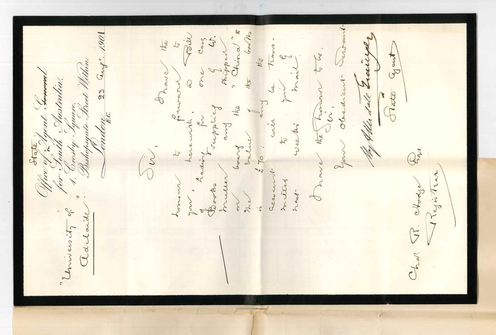 Henry Allerdale Grainger - State Agent for South Australia - London - Forwarding Bill of Lading for case of books per China