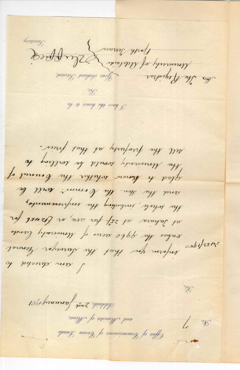 T Duffield - Secretary - Commissioner of Crown Lands - Offering to purchase Tatiara Lands