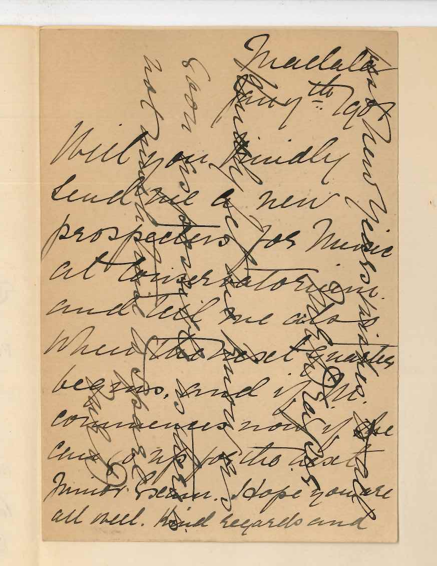 Mrs Draper - Mallala - Requesting particulars of Conservatorium and Music Examinations