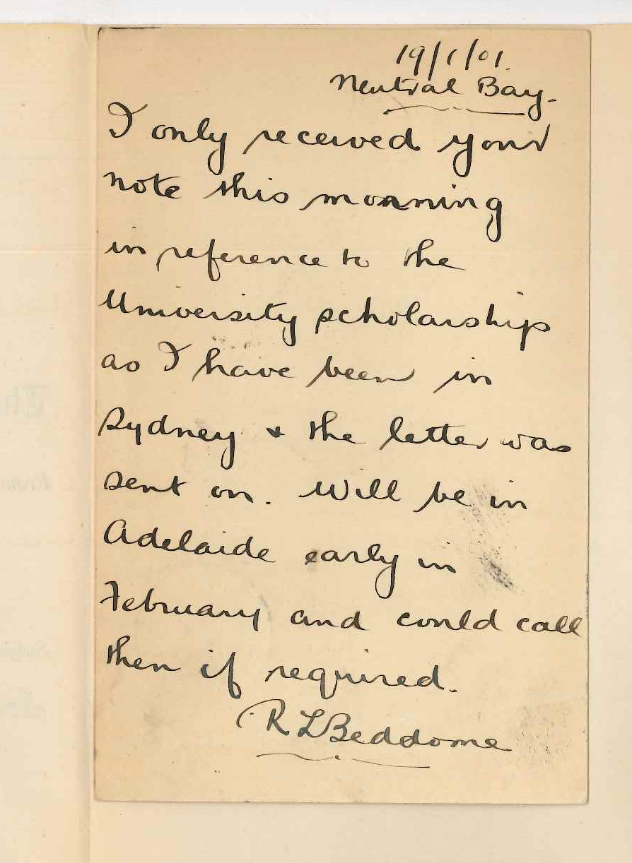 K L Beddome - Neutral Bay - Concerning University Scholarship