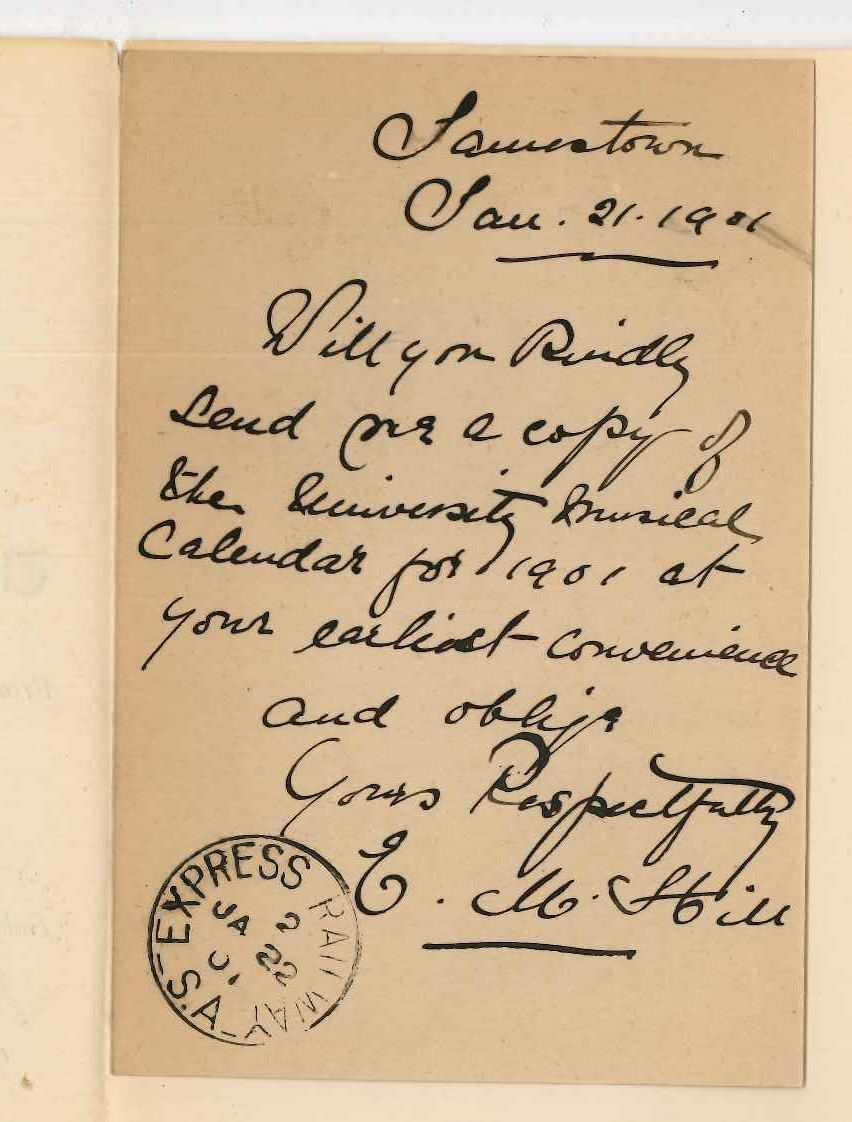 Miss E M Hill - Jamestown - Requesting Music Pamphlet