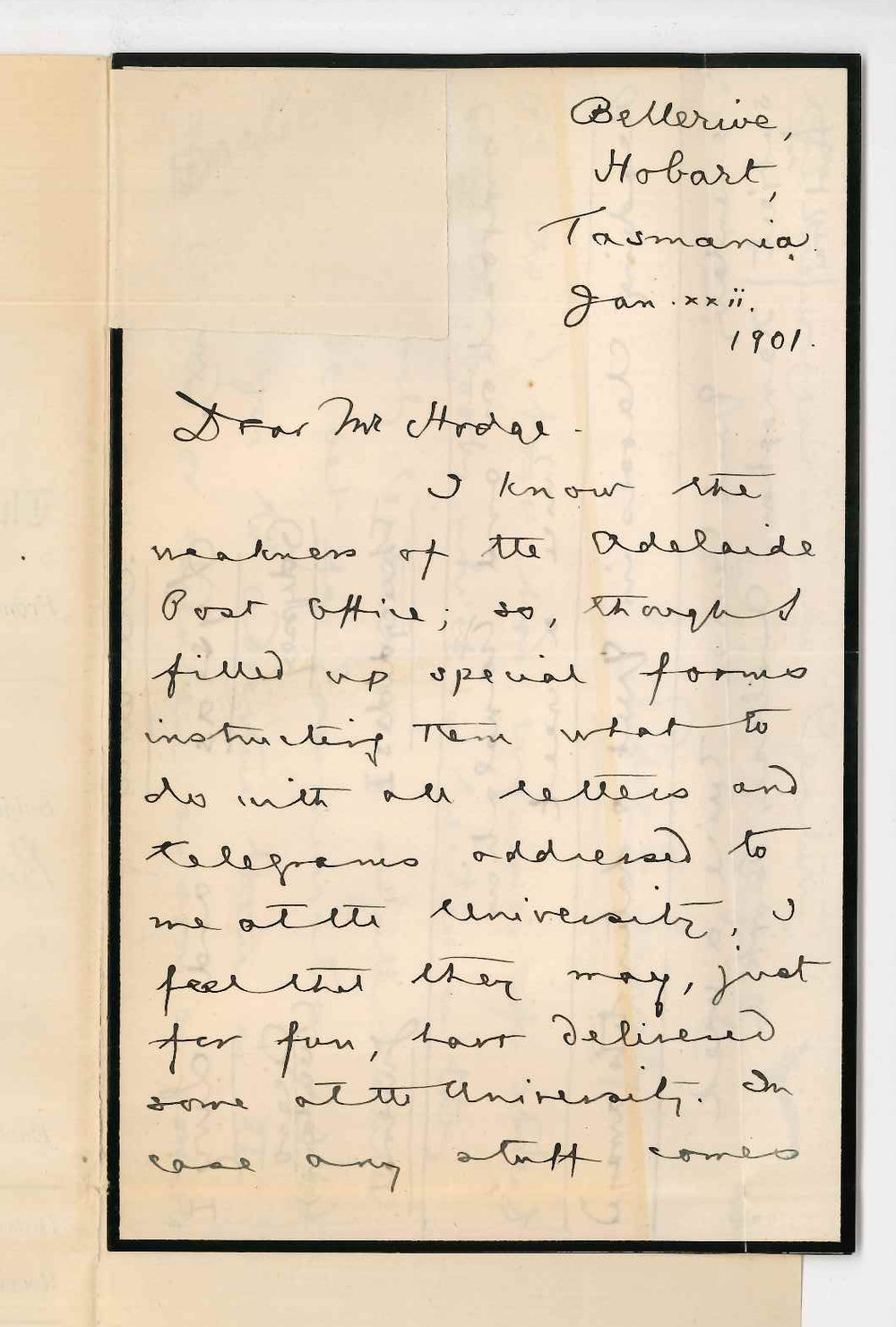 Edward von Blomberg Bensley - Hobart - Examiners for March Senior Public and Books will lecture on during 1901