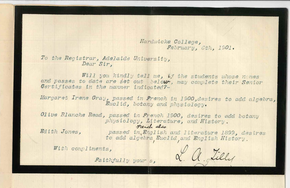 Miss L A Tilly - Hardwicke College - Concerning candidates passes in Senior Public Examination