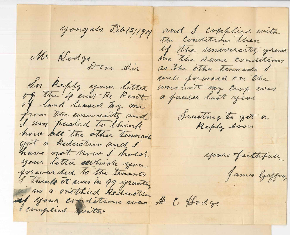 James Gaffney - Yongala - Concerning land at Parnaroo