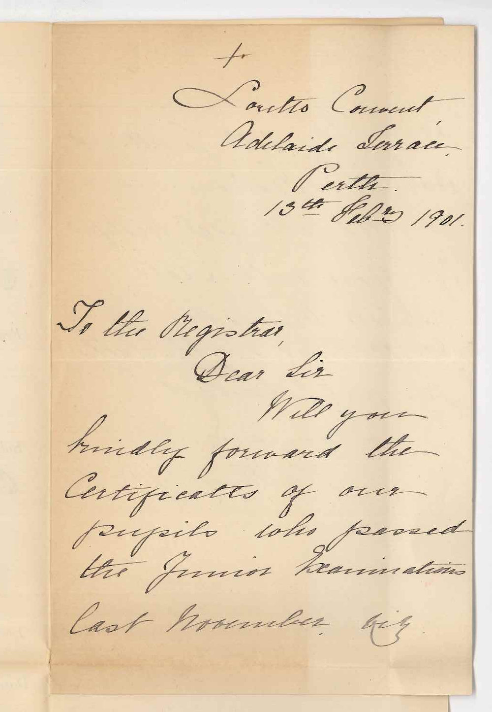 Loretto Convent - Perth - Requesting Junior Public Certificates