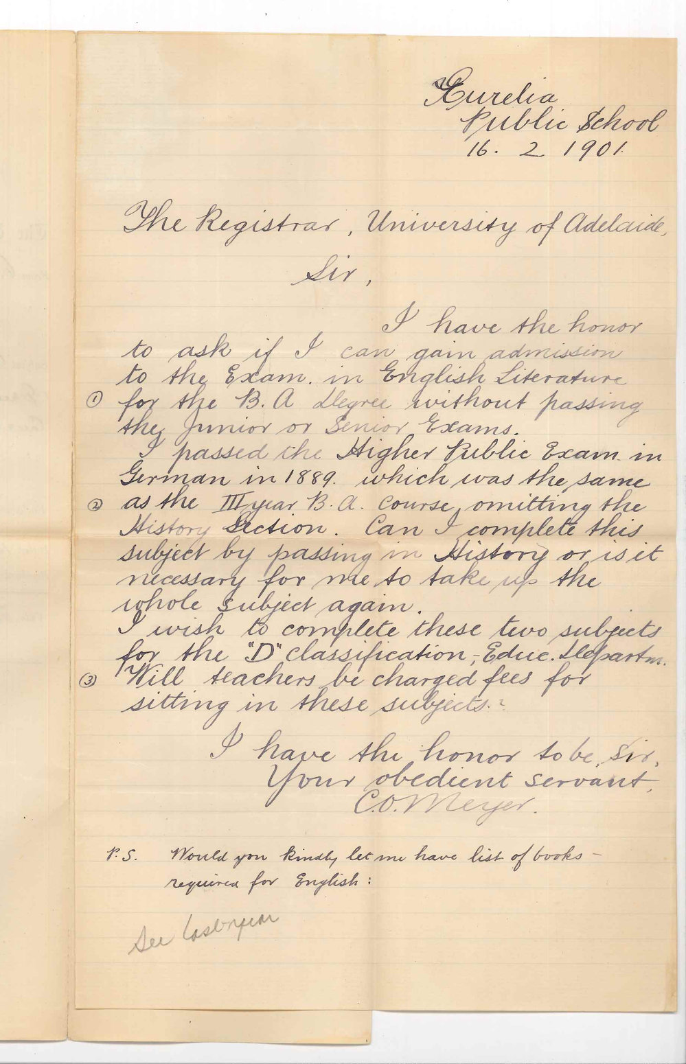 C O Meyer - Eurelia - Concerning subjects German and English in BA Course