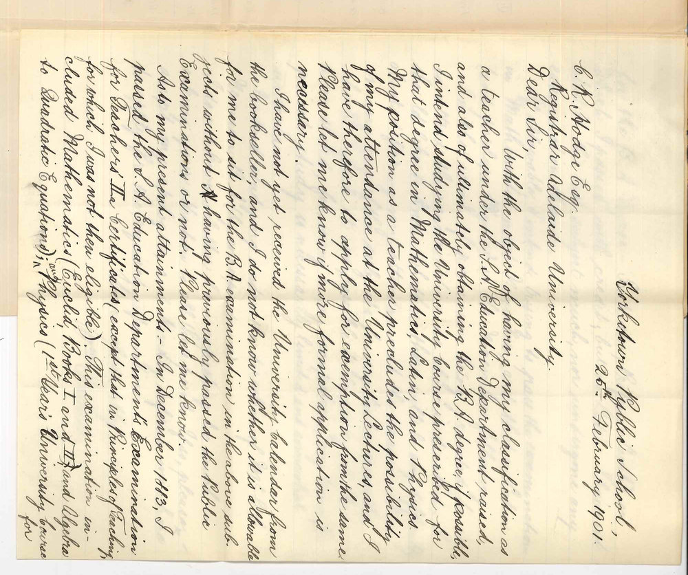 William Innes - Yorketown - Exemption from attendance at Lectures BA Course