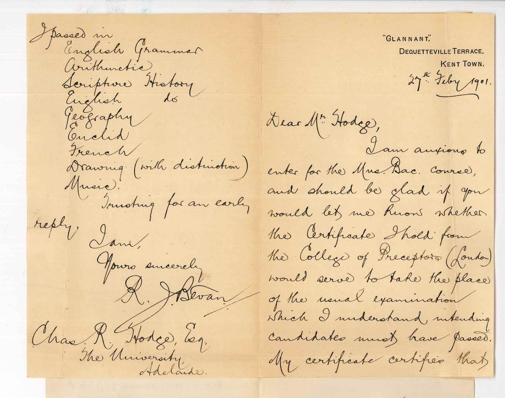 R J Bevan - Kent Town - Admission ad eundem statum