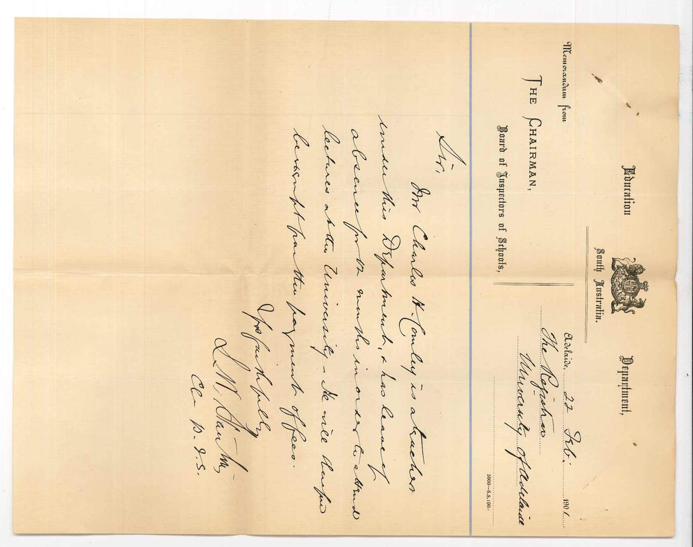 Charles H Cowley - St Peters - Subjects will study during 1901 Admission ad eundem statum