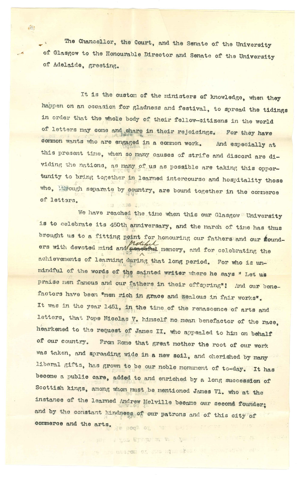R Herbert Story - University of Glasgow - Concerning Ninth Jubilee Celebrations