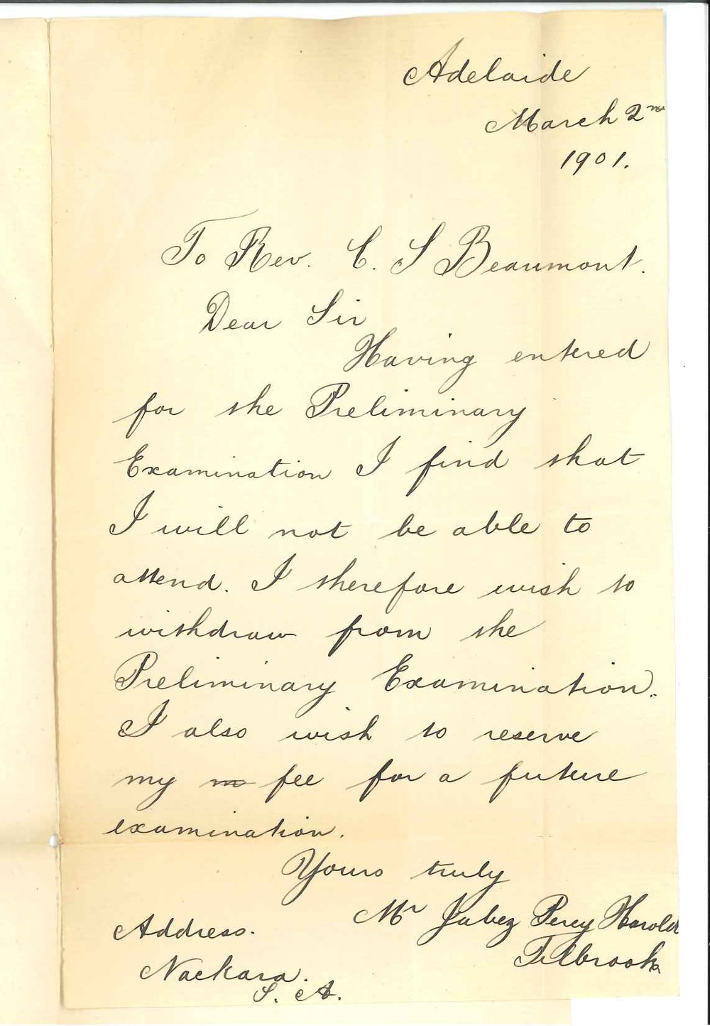 Julez Percy Harold Tilbrook - Nackara - Withdrawing from Preliminary Examination