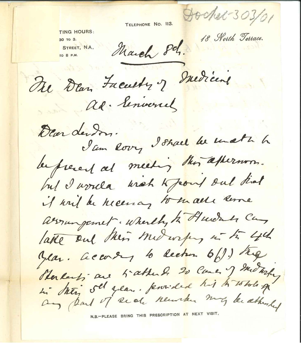 J A G Hamilton - Adelaide - Concerning Midwifery in MB Course