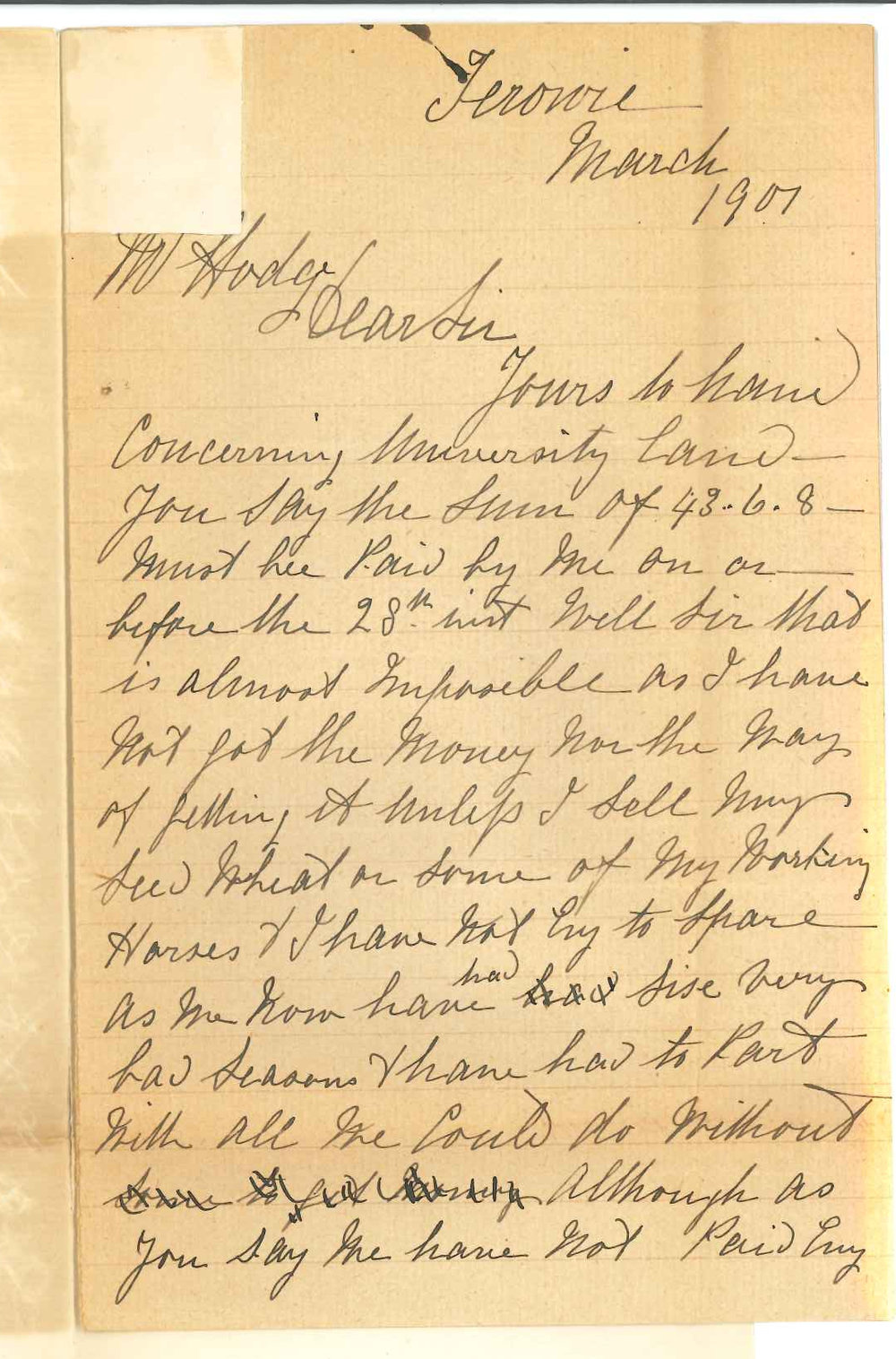 Leonard Anson - Terowie - Concerning arrears of rent of land at Terowie