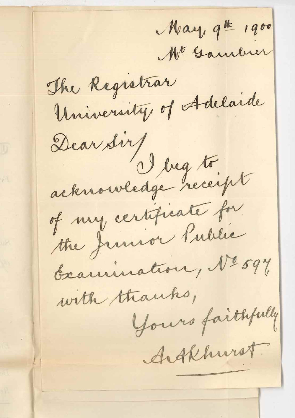 Adrian Akhurst - Mount Gambier - Acknowledging receipt of Certificate